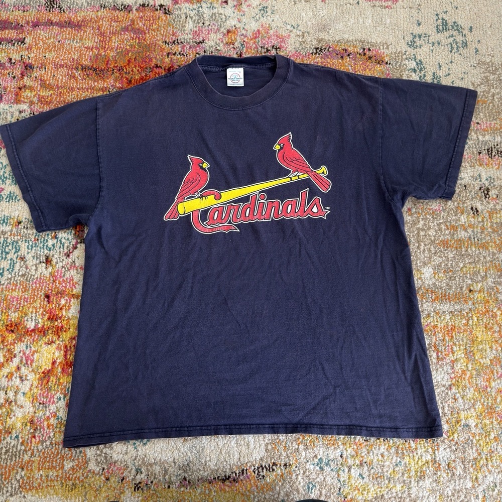 Vintage Y2K St Louis Cardinals Graphic T-Shirt Navy Blue XL Delta Magnum Weight